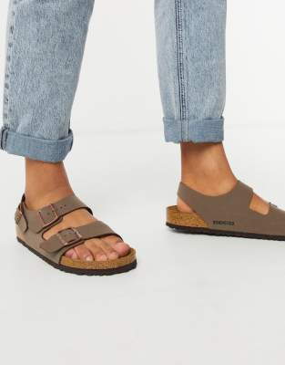 Birkenstock Milano birko-buc sandals in stone - ASOS Price Checker