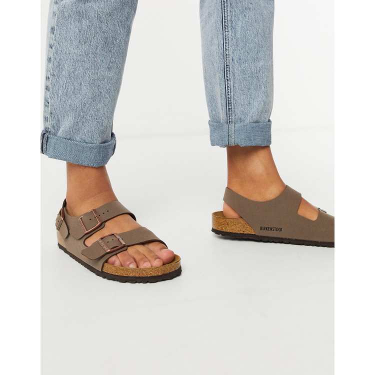 Birkenstock Milano birko-buc sandals in stone | ASOS