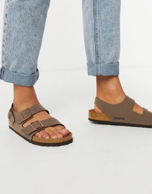 Birkenstock milano birko-flor nubuck sandals in mocha-Brown