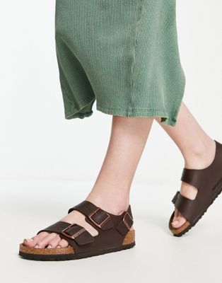 Birkenstock Milano Birko-Flor sandals in brown - ASOS Price Checker