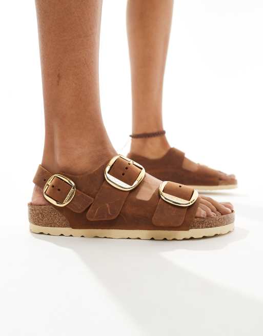 Birkenstock – Milano – Ljusbruna sandaler med stora spännen, 2 av 4