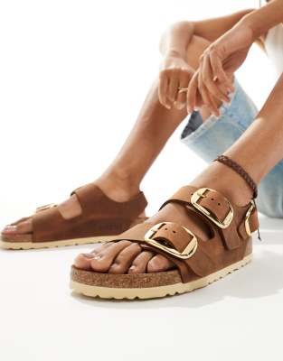 Birkenstock - Milano - Sandalen in Cognac mit großen Schnallen-Brown