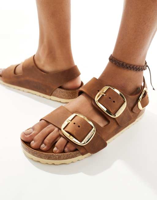 Birkenstock Milano Sandalen in Cognac mit groBen Schnallen ASOS