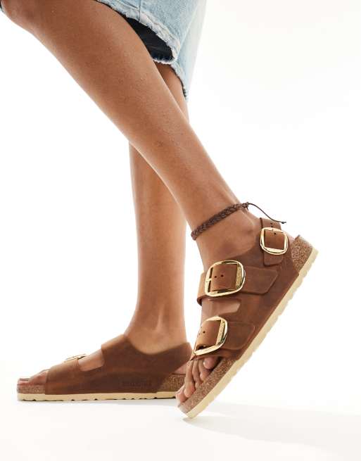 Birkenstock - Milano - Sandalen met grote gesp in cognackleur, 3 van 4