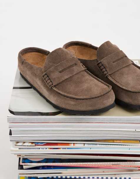 Birkenstock mocassin Naples en daim couleur gris béton - view 1