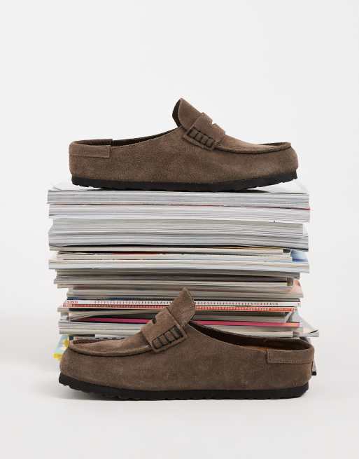 Birkenstock mocassin Naples en daim couleur gris béton, 2 de 4