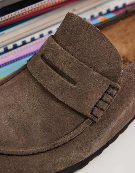 Birkenstock mocassin Naples en daim couleur gris béton, 3 de 4