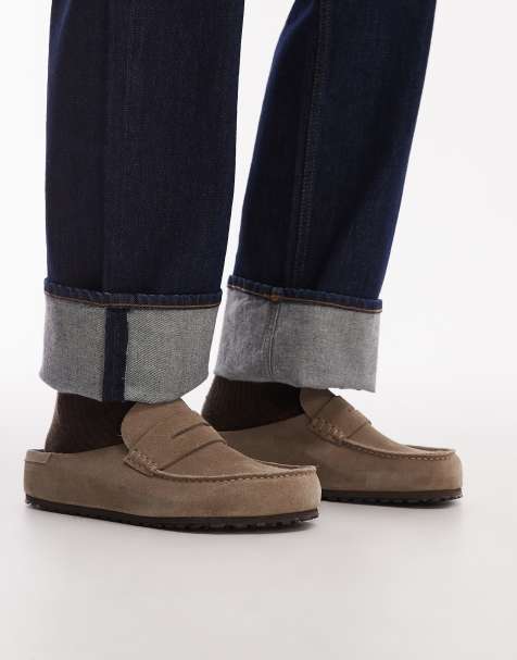 Birkenstock – Naples – Brungrå loafers med öppen häl i unisex-modell av mocka - view 1