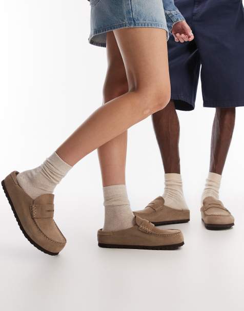 Birkenstock - Naples - Mocassini unisex avvolgenti in camoscio color talpa - view 1