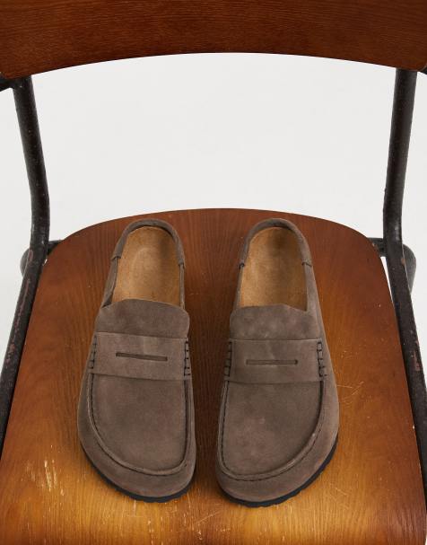 Birkenstock Naples suède clogs in betongrijs - view 1