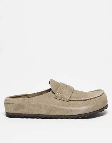 Birkenstock - Naples - Uniseks suède loafers met lage achterkant in taupe - view 1