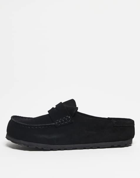 Birkenstock - Naples - Uniseks suède loafers met lage achterkant in zwart - view 1