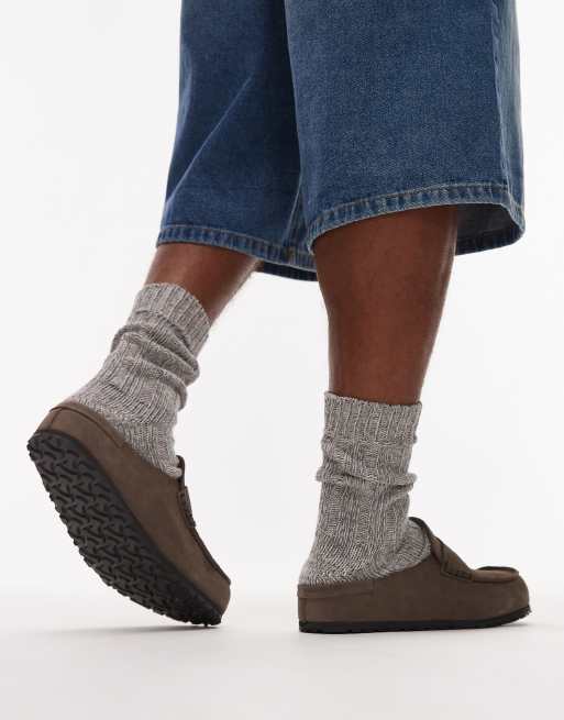 Birkenstock Naples wrapped loafer in concrete grey suede