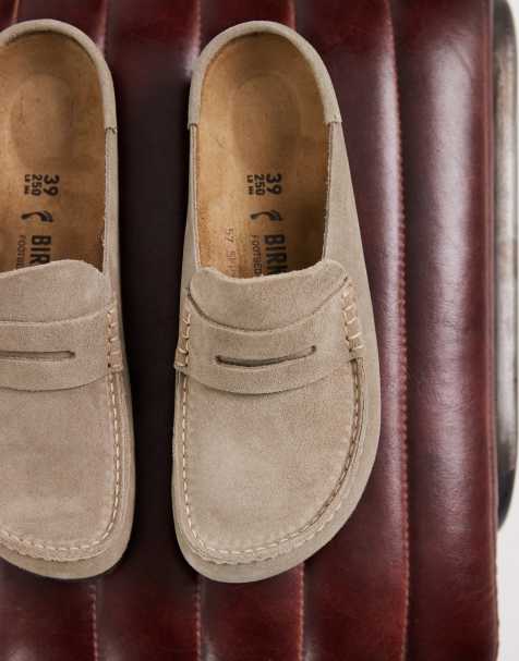 Birkenstock Naples zamszowe loafersy w kolorze taupe - view 1