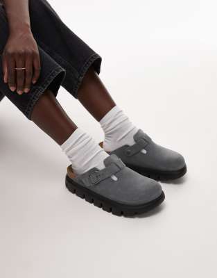 Birkenstock - Papillio Boston - Clogs in Basaltgrau mit Plateausohle