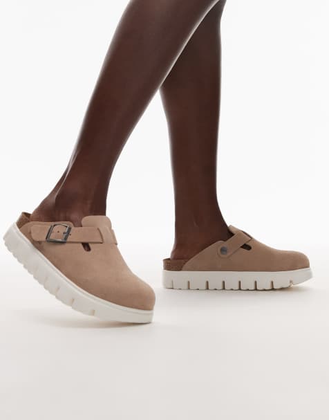 Birkenstock Papillio Boston platform clogs in sand - view 1