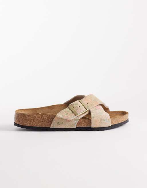 Birkenstock – Siena – Beige, blommiga sandaler i mocka, 2 av 4