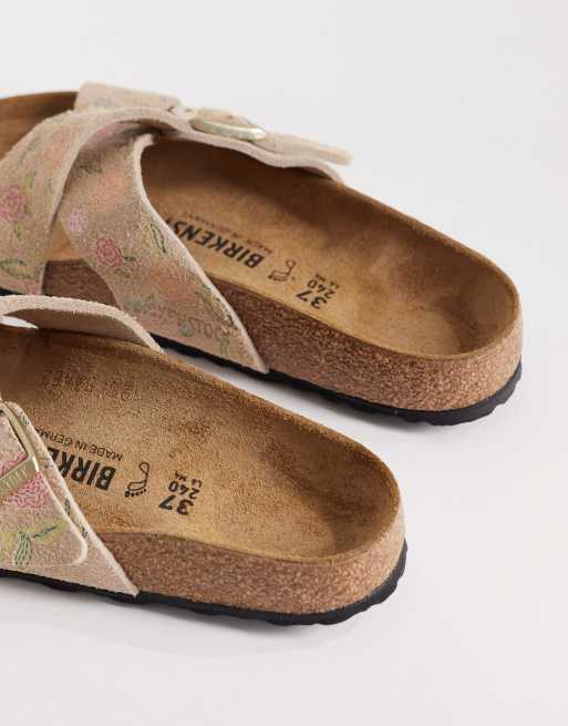 Birkenstock – Siena – Beige, blommiga sandaler i mocka, 4 av 4