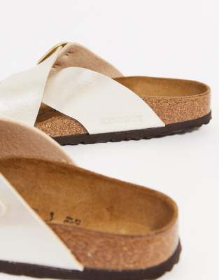 birkenstock siena big buckle in pearl white