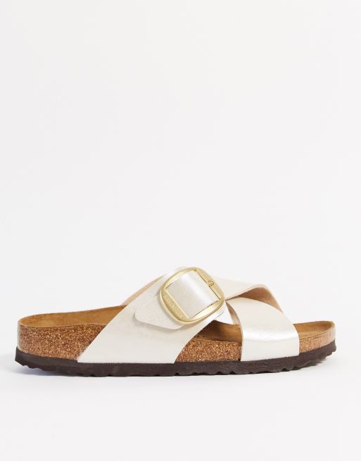 Birkenstock siena big online buckle white