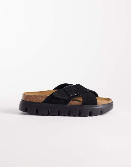 Birkenstock - Siena - Sandali in camoscio neri con suola spessa, 2 di 4