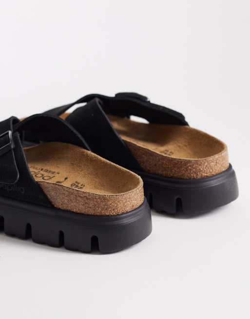 Birkenstock – Siena – Svarta, grova sandaler i mocka, 4 av 4