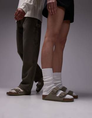 Birkenstock Birkenstock Unisex Arizona birko-flor sandals in khaki-Green