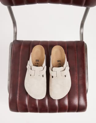 Unisex - Boston - Clogs aus Wildleder in Austernweiß Weiß 40