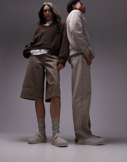 Birkenstock unisex Boston clogs in antique white suede