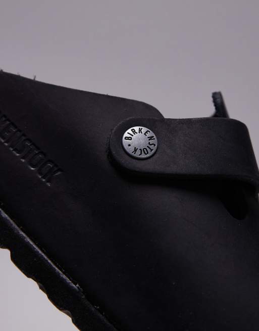 Birkenstock Unisex - Boston - Sorte clogs i olieret læder