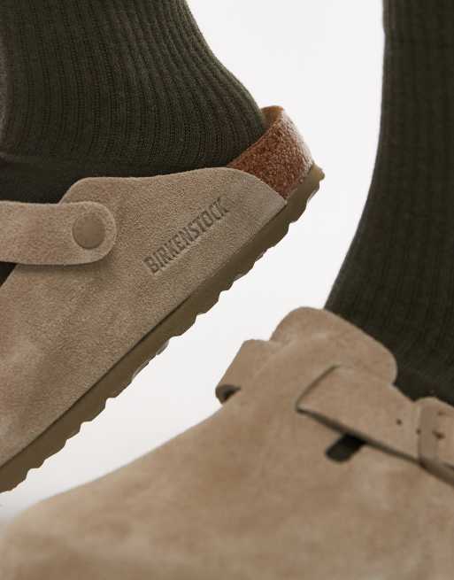 Birkenstock Unisex Boston clogs in faded khaki suede