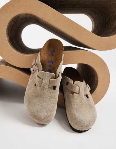 Birkenstock - Unisex Boston - Suède klompen in taupe - view 1