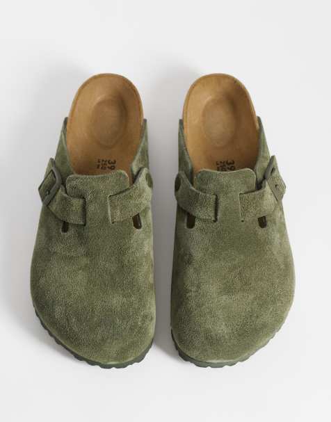 Birkenstock - Unisex - Boston - Timiangrønne clogs i ruskind - view 1