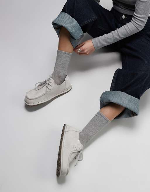 Birkenstock Utti Lace suede shoes in antique white suede, 3 of 4