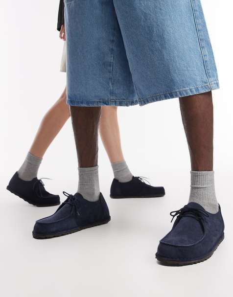 Birkenstock - Utti - Marineblå sko i ruskind med snørebånd - view 1