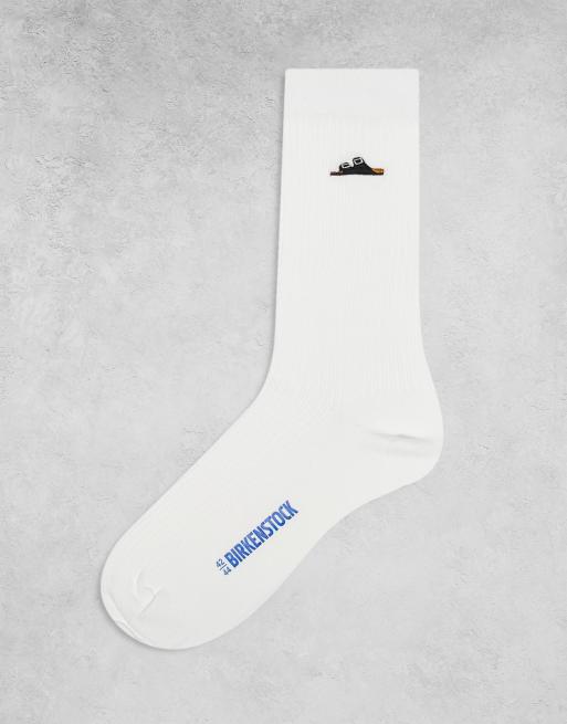 Birkenstock – Vita, ribbade bomullsstrumpor i unisex-modell
