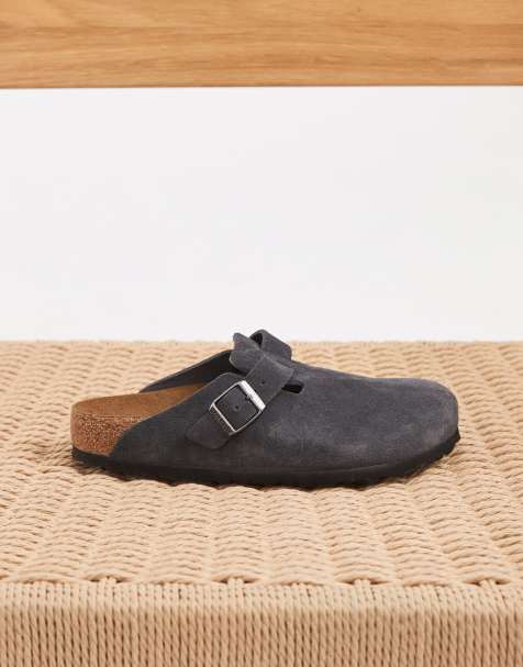 Birkenstock - zuecos Boston de ante en gris carbón - view 1