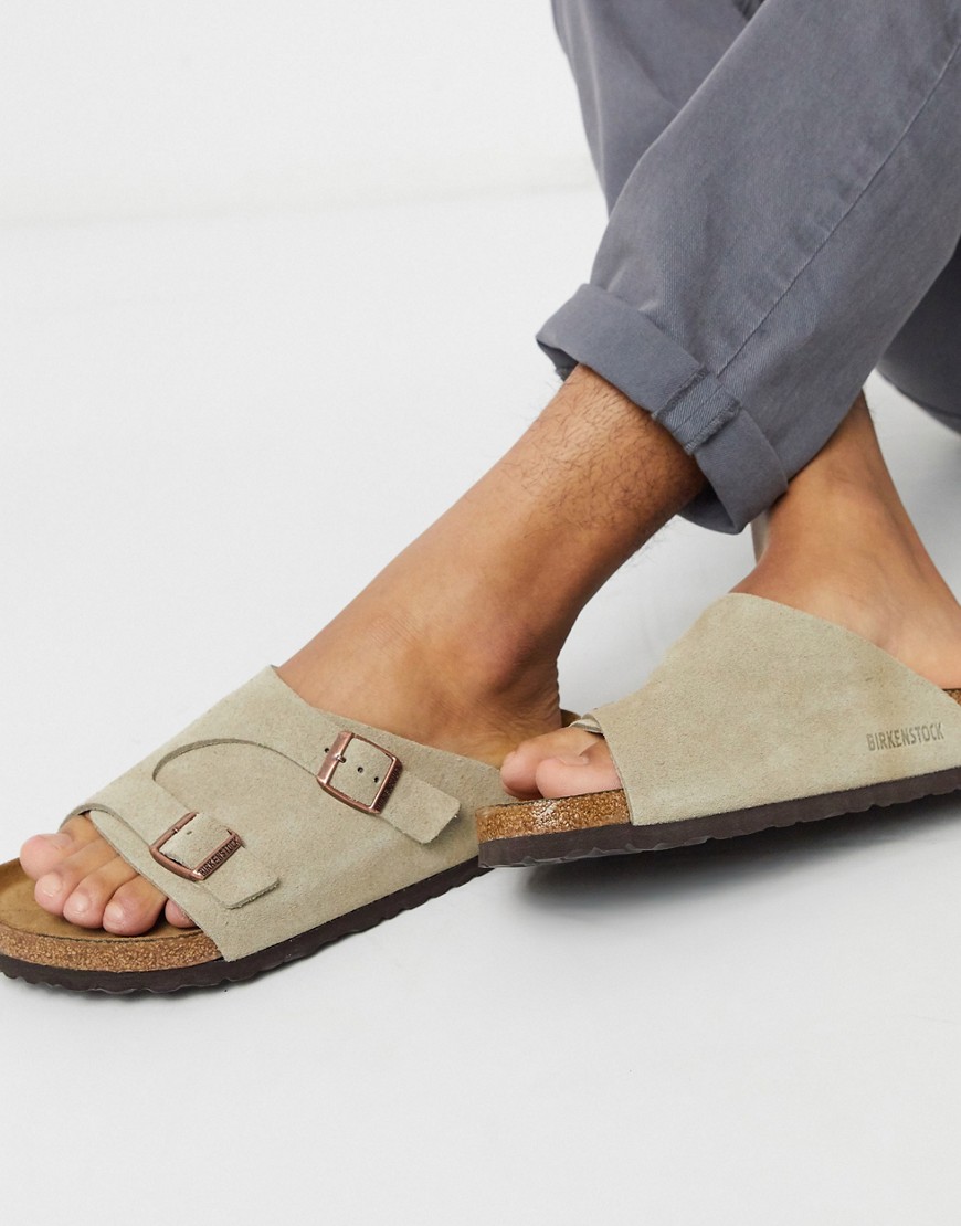 Birkenstock – Zurich – Brungrå sandaler i mocka-Beige
