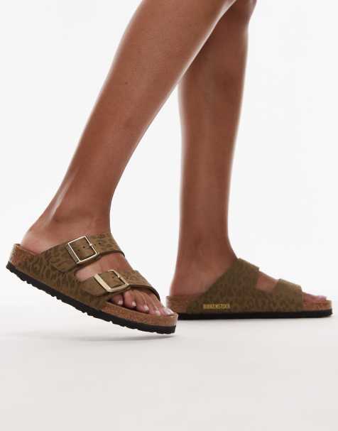 Birkenstocks Arizona animal print sandal in khaki - view 1