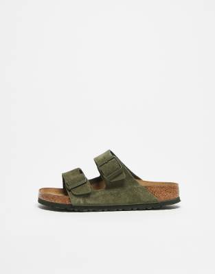 Birkenstocks - Arizona - Sandalen aus Wildleder in Thymiangrün