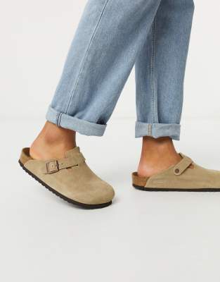 Birkenstocks - Boston - Mules en daim - Taupe-Neutral