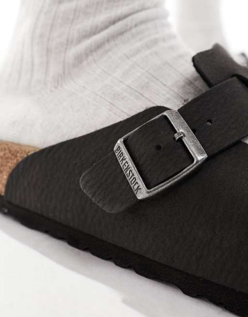 Birkenstocks – Boston – Svarta tofflor i veganvänligt material, 3 av 4