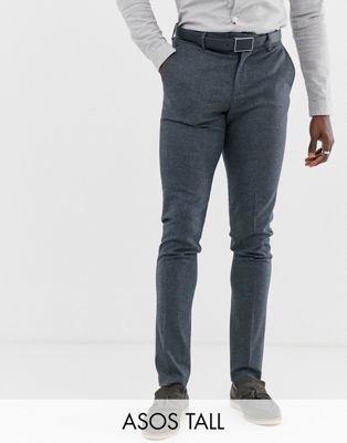 Blå habitbukser i uldblanding med skinny pasform fra ASOS DESIGN Tall