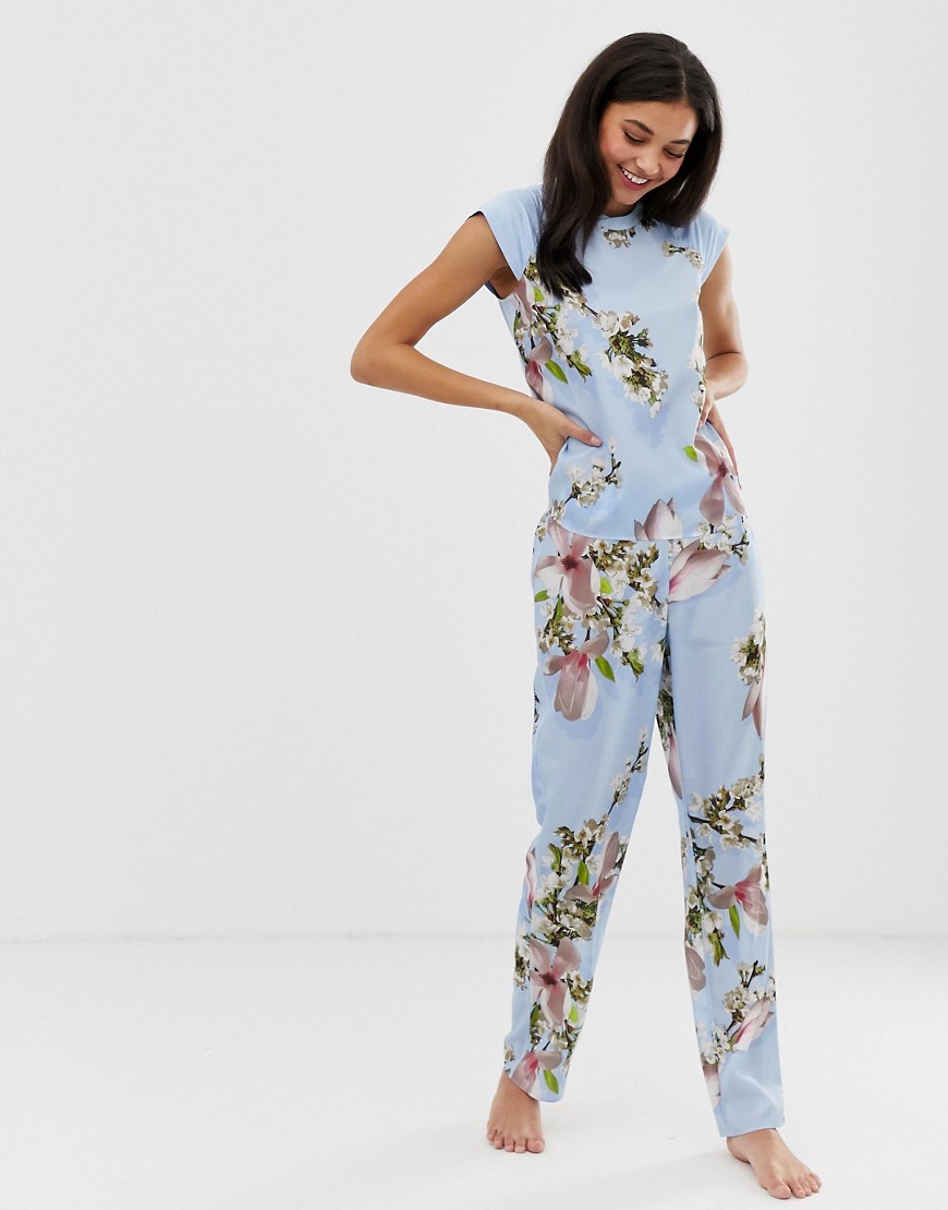 Blå Harmony pyjamasbukser i blomsterprint fra B By Ted Baker