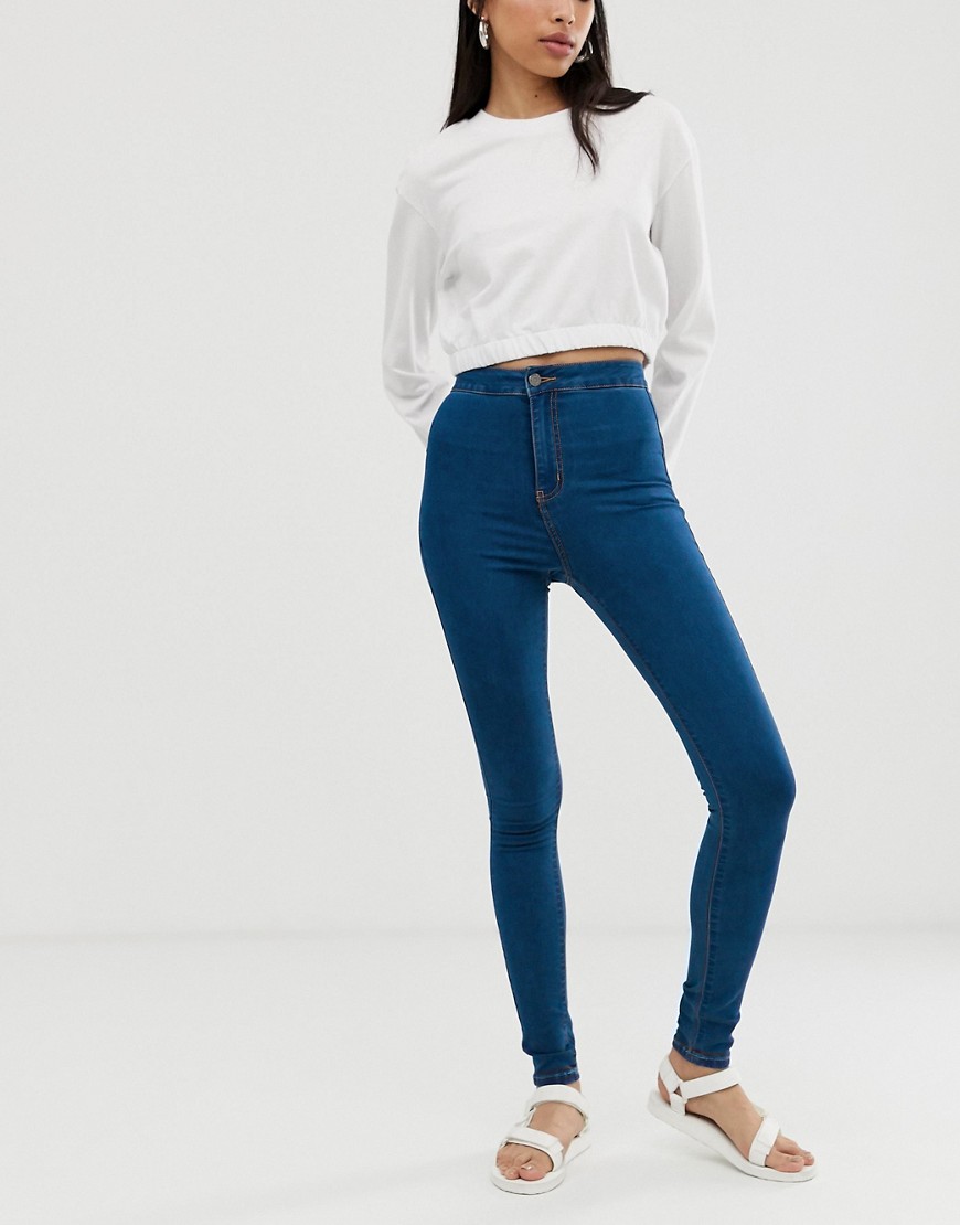 Blå højtaljede skinny jeans fra Noisy May