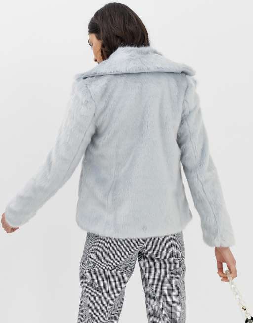  Blå kort jakke med imiteret pels fra Miss Selfridge, 2 af 4