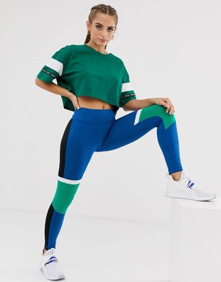 Blå leggings med farveblokke fra Reebok Training