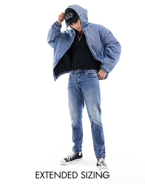 Blå medium forvaskede slimfit-jeans fra ASOS DESIGN - view 1