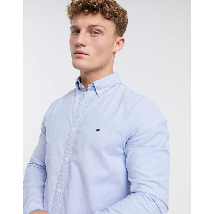 gryde Opgive Highland Blå stretch oxford-skjorte i smal pasform fra Tommy Hilfiger | ASOS