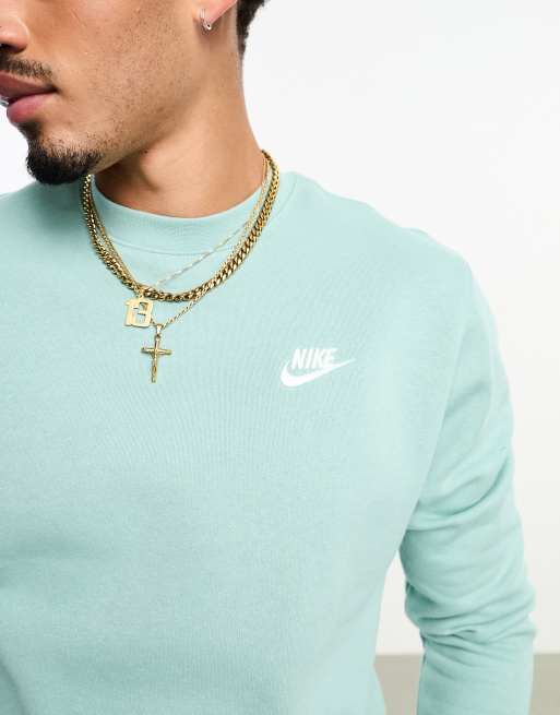Blå sweatshirt med rund hals i fleece fra Nike Club, 4 af 4